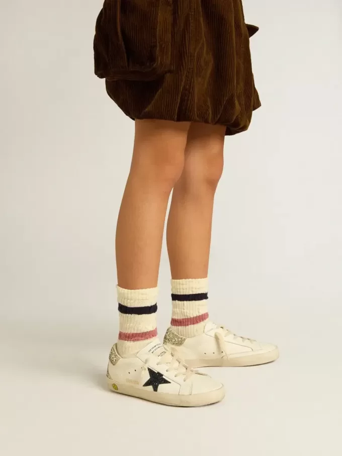 Junior Super-Star van leer met glitterster en hielbandje