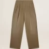 Kaki katoenen broek voor dames
