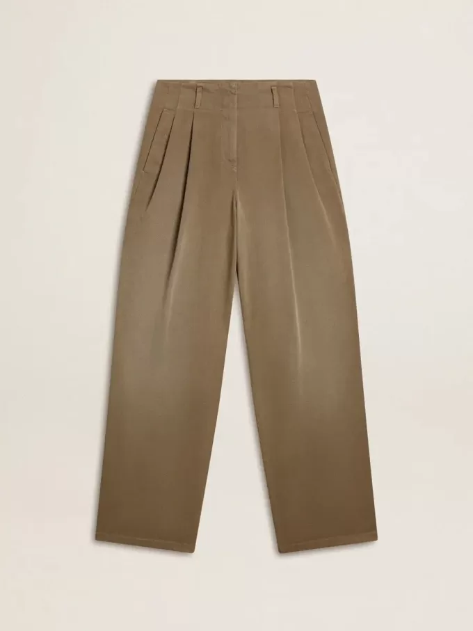 Kaki katoenen broek voor dames