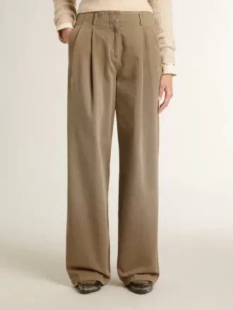 Kaki katoenen broek voor dames