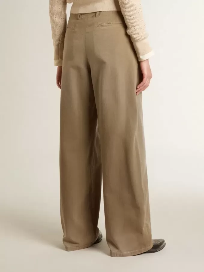 Kaki katoenen broek voor dames