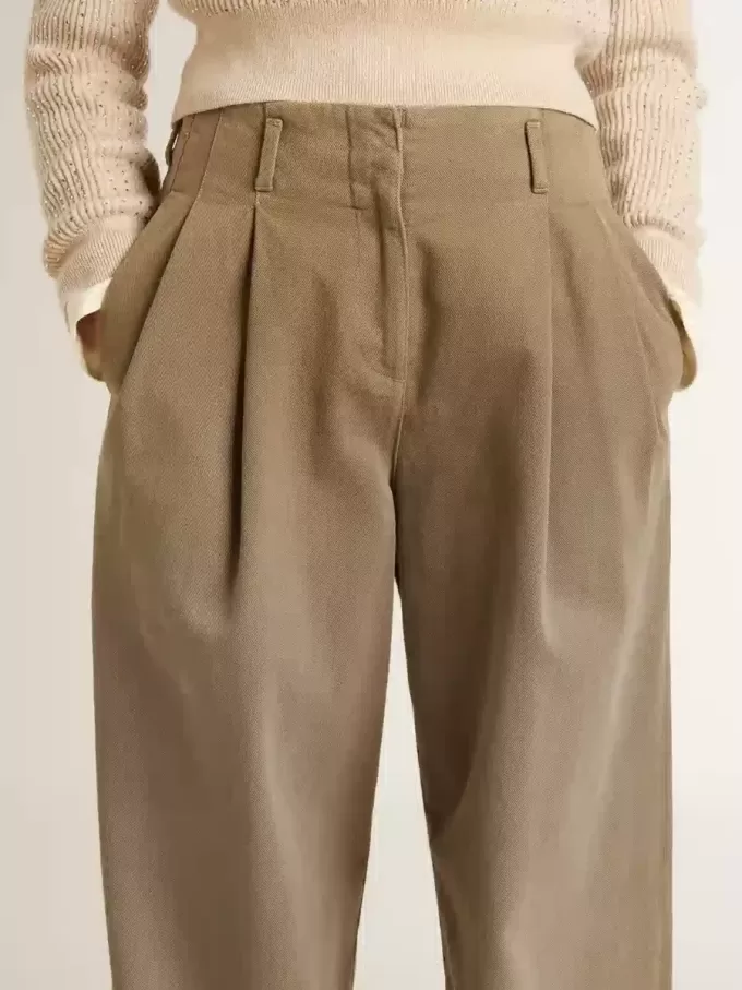 Kaki katoenen broek voor dames