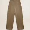 Kaki katoenen broek voor dames