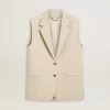 Kaki wollen vestjas voor dames