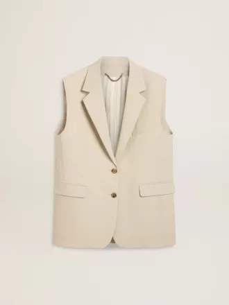 Kaki wollen vestjas voor dames