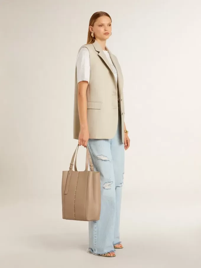 Kaki wollen vestjas voor dames