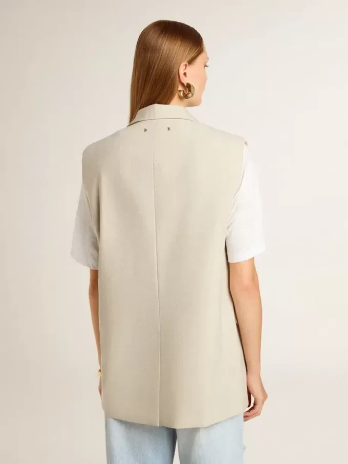 Kaki wollen vestjas voor dames