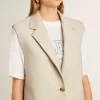 Kaki wollen vestjas voor dames