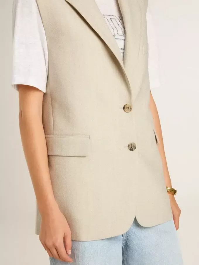 Kaki wollen vestjas voor dames