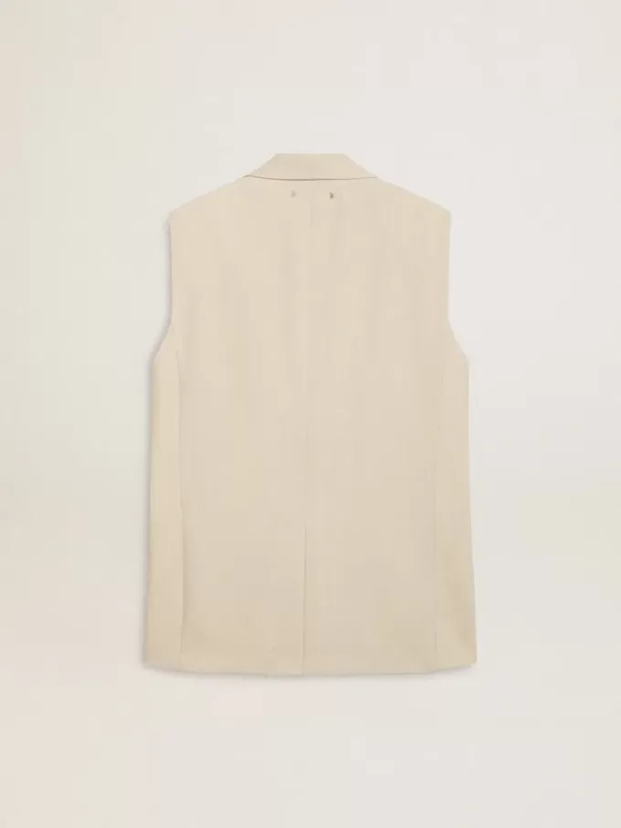 Kaki wollen vestjas voor dames