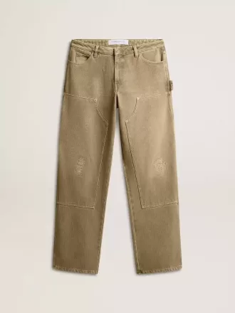 Katoenen broek voor dames met distressed-effect