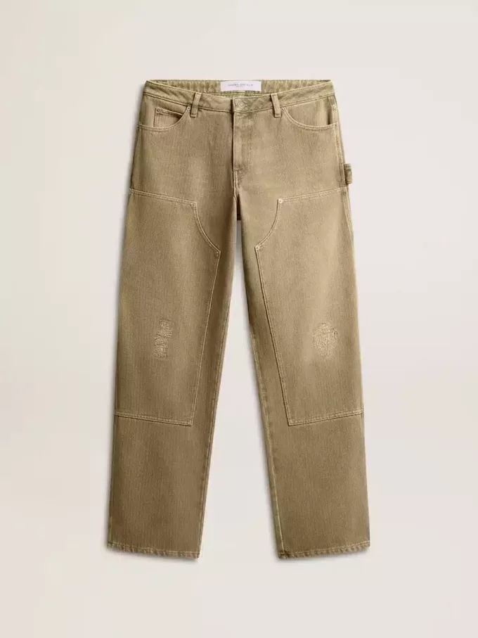 Katoenen broek voor dames met distressed-effect