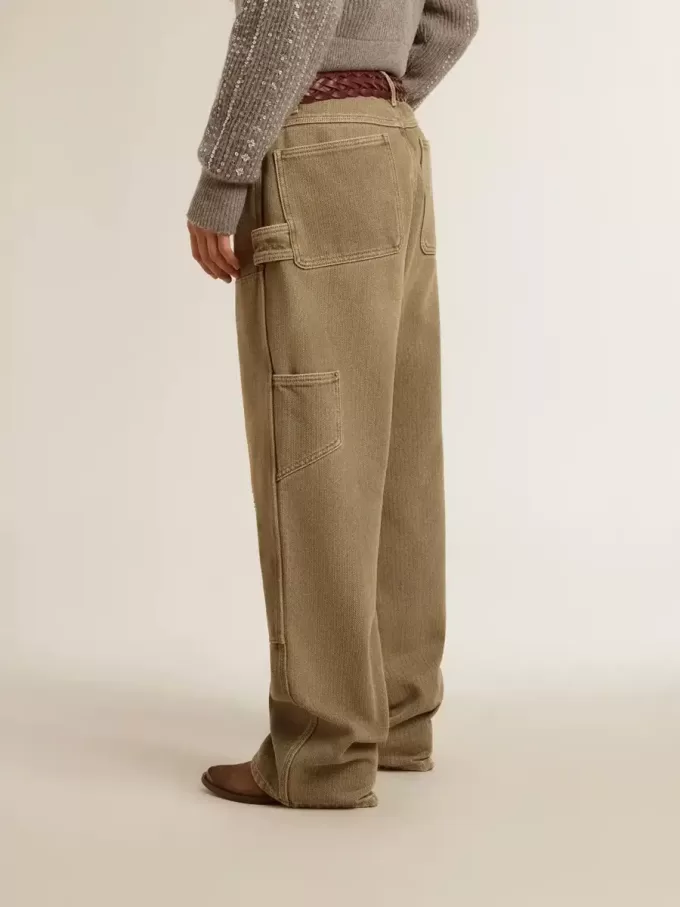 Katoenen broek voor dames met distressed-effect