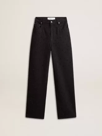 Katoenen denim broek voor dames met kristallen en stenen versiering