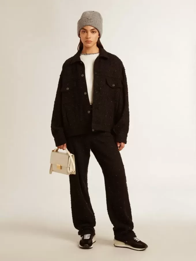 Katoenen denim broek voor dames met kristallen en stenen versiering