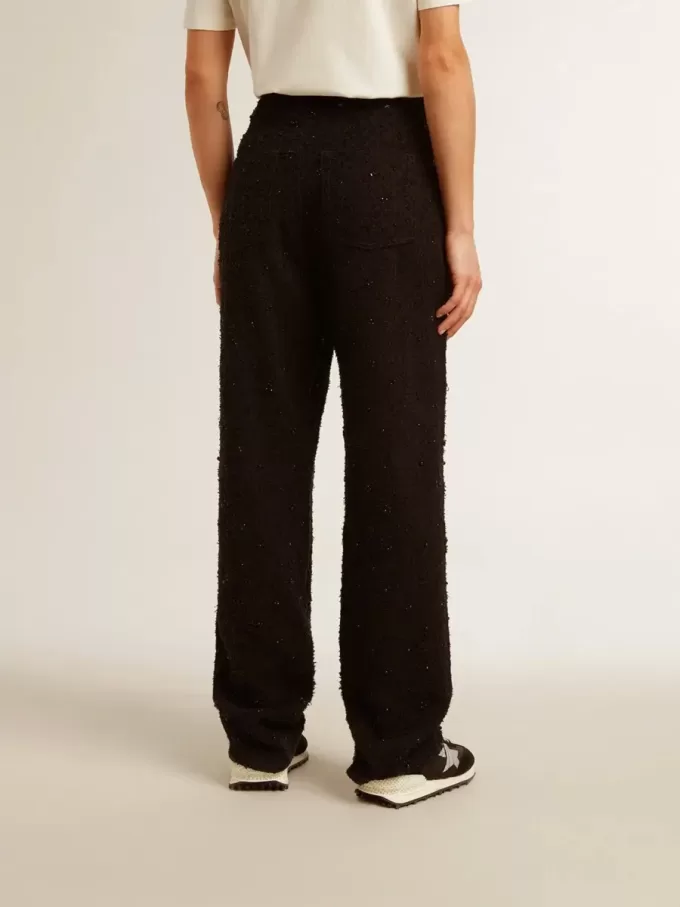 Katoenen denim broek voor dames met kristallen en stenen versiering