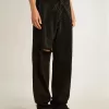 Katoenen denim broek voor dames met kristallen versiering met schaduweffect