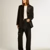 Katoenen denim broek voor dames met kristallen versiering met schaduweffect