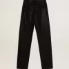 Katoenen denim broek voor dames met kristallen versiering met schaduweffect