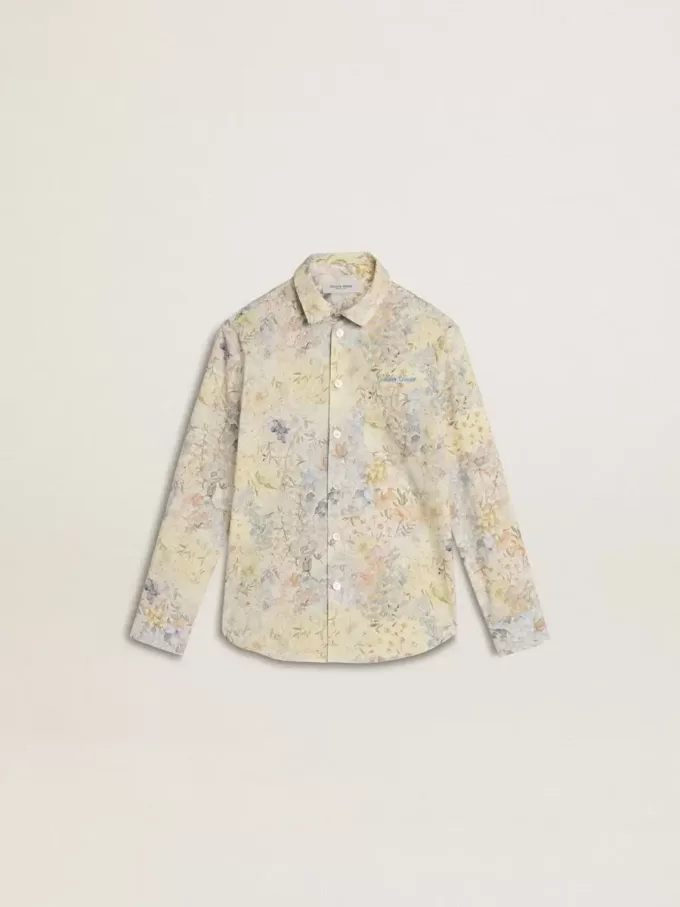 Katoenen meisjesshirt met veelkleurige bloemenprint