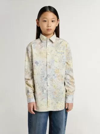 Katoenen meisjesshirt met veelkleurige bloemenprint