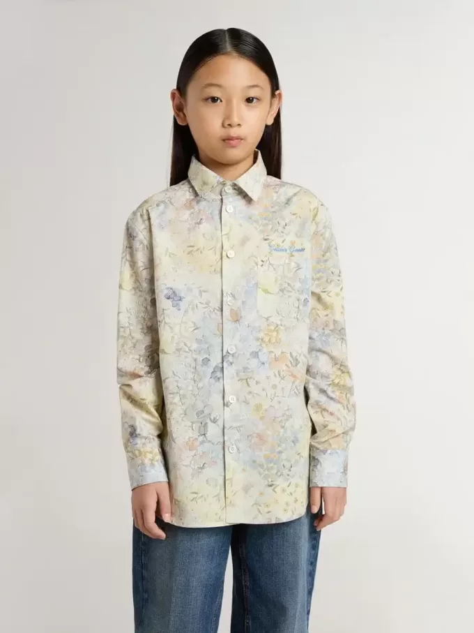 Katoenen meisjesshirt met veelkleurige bloemenprint