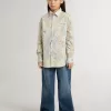 Katoenen meisjesshirt met veelkleurige bloemenprint
