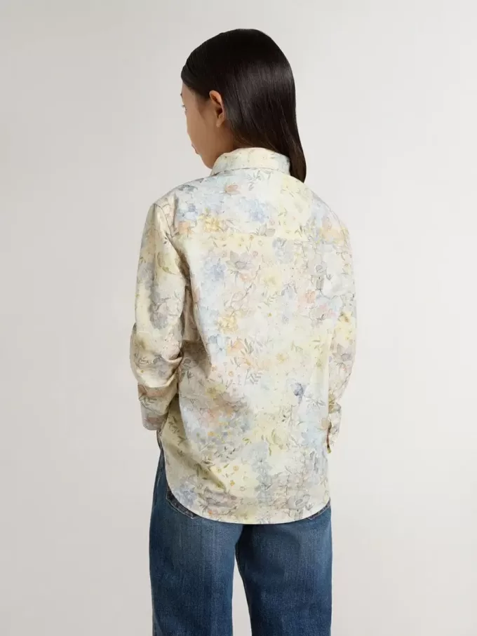 Katoenen meisjesshirt met veelkleurige bloemenprint