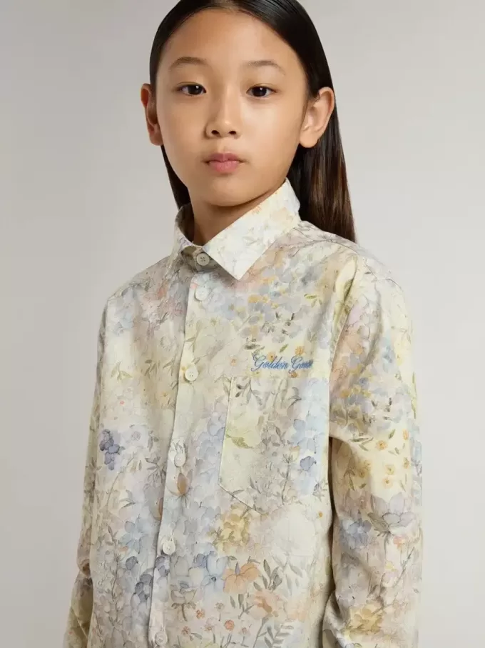 Katoenen meisjesshirt met veelkleurige bloemenprint