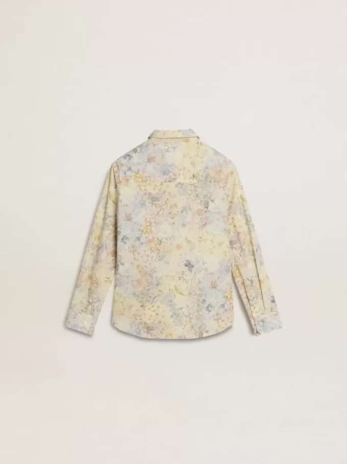 Katoenen meisjesshirt met veelkleurige bloemenprint
