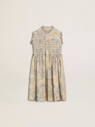 Katoenen midi-jurk voor meisjes met veelkleurige bloemenprint