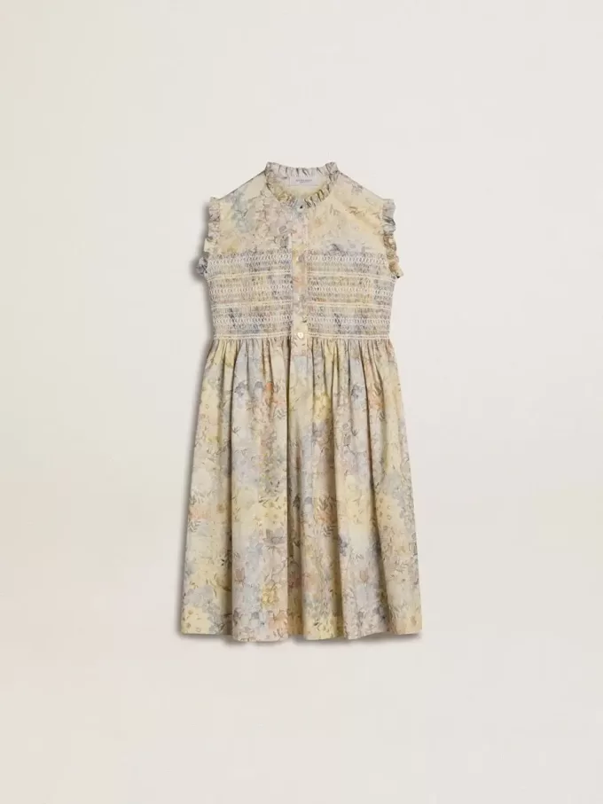 Katoenen midi-jurk voor meisjes met veelkleurige bloemenprint