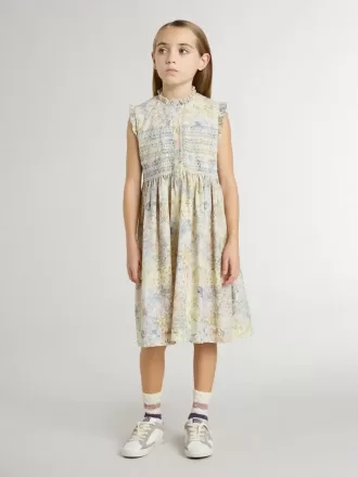 Katoenen midi-jurk voor meisjes met veelkleurige bloemenprint