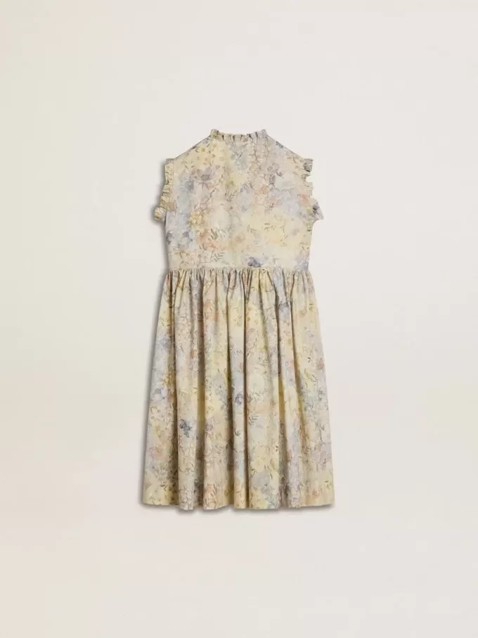 Katoenen midi-jurk voor meisjes met veelkleurige bloemenprint