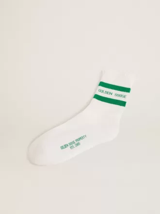 Katoenen sokken met distressed afwerking, groene strepen en logo