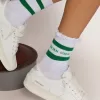 Katoenen sokken met distressed afwerking, groene strepen en logo