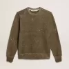 Katoenen sweatshirt in beukenkleur met vintage-effect