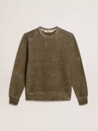 Katoenen sweatshirt in beukenkleur met vintage-effect