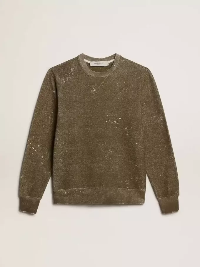 Katoenen sweatshirt in beukenkleur met vintage-effect
