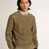 Katoenen sweatshirt in beukenkleur met vintage-effect
