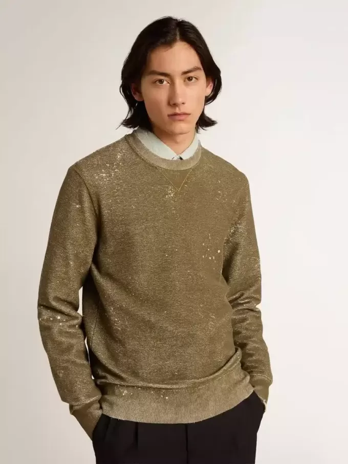 Katoenen sweatshirt in beukenkleur met vintage-effect