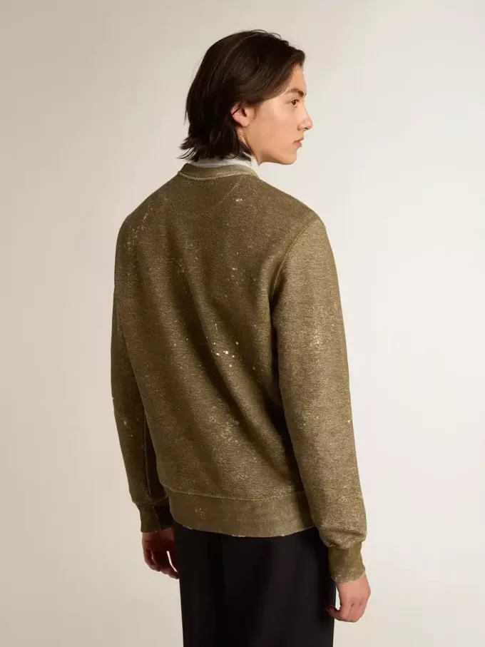 Katoenen sweatshirt in beukenkleur met vintage-effect