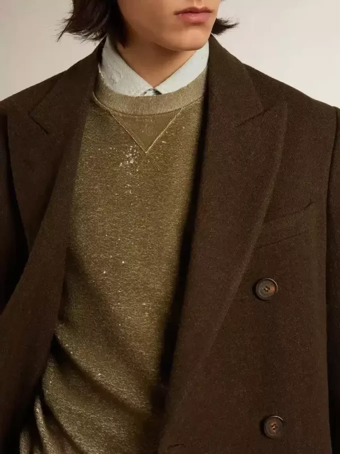 Katoenen sweatshirt in beukenkleur met vintage-effect