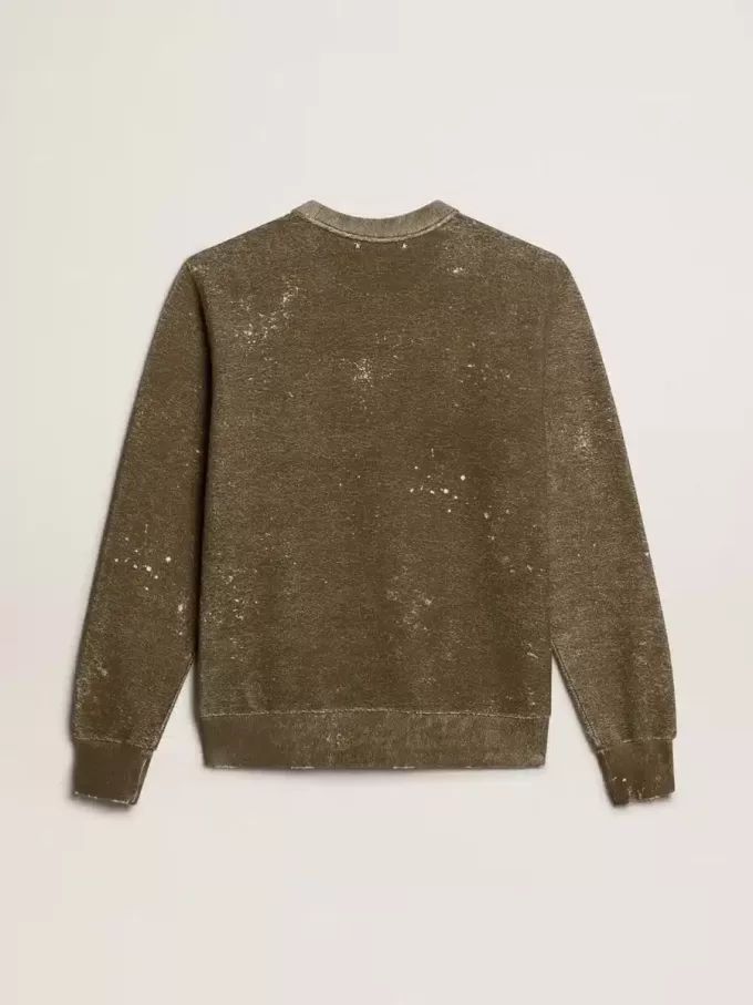 Katoenen sweatshirt in beukenkleur met vintage-effect