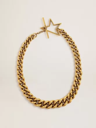 Ketting in antiek goud met aflopende ketting en stervormige sluiting