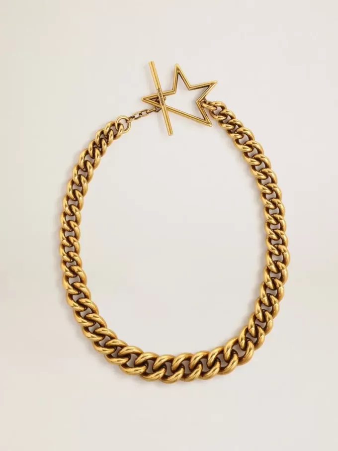 Ketting in antiek goud met aflopende ketting en stervormige sluiting