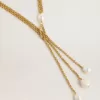 Ketting met antiek goudkleurige kettingen met parels