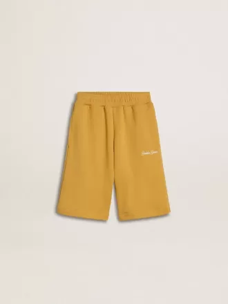 Kinderjoggingbroek in okergeel met borduursel