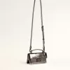 Kleine Venezia-tas in antracietgrijs metallic leer met zwarte details
