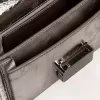 Kleine Venezia-tas in antracietgrijs metallic leer met zwarte details